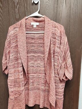 Christopher & Banks Dusty Rose Open-Front Knit Cardigan